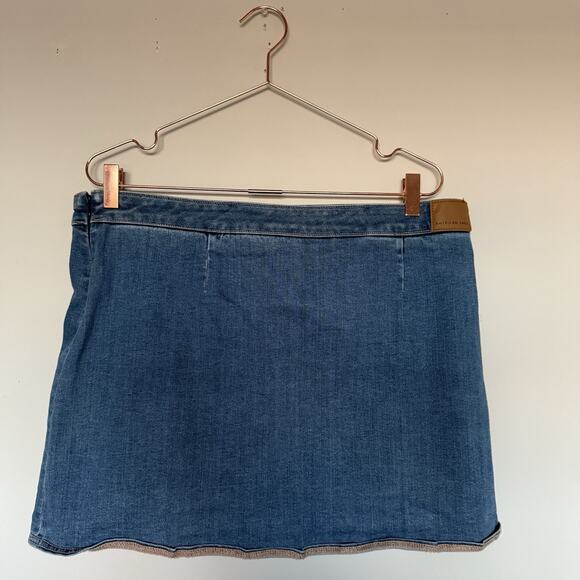American Eagle Womens Denim Mini Skort 16 Curvy Next Level High Rise Western Y2K - Picture 9 of 9